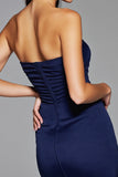 Bodycon Strapless Navy Homecoming Dress