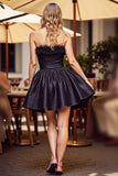 Black A Line Short Homecoming Dress with Fringes