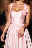 Pink Satin Floral A Line Short Homecoming Dress