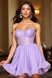 Sparkly Purple Sweetheart Corset Short Homecoming Dress