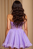 Sparkly Purple Sweetheart Corset Short Homecoming Dress