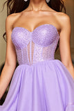 Sparkly Purple Sweetheart Corset Short Homecoming Dress