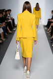 Yellow Two-piece Bodycon Work Dress with Long Sleeves