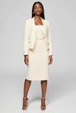 Ivory Peak Lapel Midi 2 Piece Work Dress