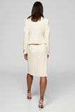 Ivory Peak Lapel Midi 2 Piece Work Dress