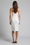 White Strapless Bodycon Midi Work Dress with Slit