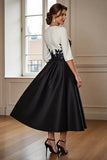 Black and White A Line High Low Mother of the Bride Dress wth Lace