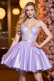 Sparkly Corset A Line Lilac Mini Cocktail Dress with Beading