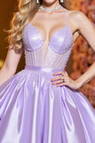 Sparkly Corset A Line Lilac Mini Cocktail Dress with Beading