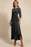Twilight Sheath Chiffon Long Mother of the Bride Dress with 3/4 Sleeves