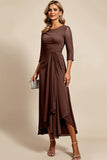 Twilight Sheath Chiffon Long Mother of the Bride Dress with 3/4 Sleeves
