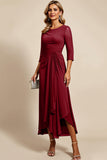 Twilight Sheath Chiffon Long Mother of the Bride Dress with 3/4 Sleeves