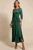 Twilight Sheath Chiffon Long Mother of the Bride Dress with 3/4 Sleeves