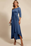 Twilight Sheath Chiffon Long Mother of the Bride Dress with 3/4 Sleeves