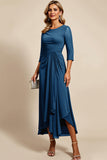 Twilight Sheath Chiffon Long Mother of the Bride Dress with 3/4 Sleeves