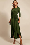 Twilight Sheath Chiffon Long Mother of the Bride Dress with 3/4 Sleeves