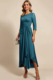 Twilight Sheath Chiffon Long Mother of the Bride Dress with 3/4 Sleeves