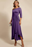 Twilight Sheath Chiffon Long Mother of the Bride Dress with 3/4 Sleeves