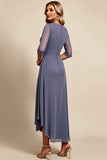 Twilight Sheath Chiffon Long Mother of the Bride Dress with 3/4 Sleeves