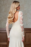 Champagne Satin Mermaid Long Mother of the Bride Dress with Long Sleeves
