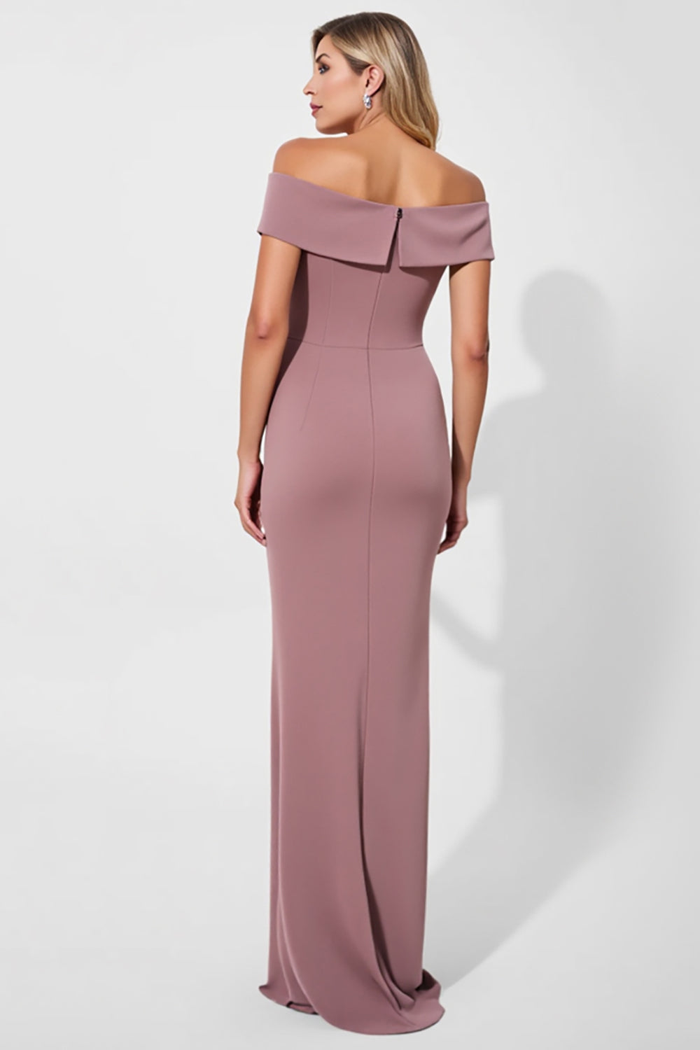 Vintage Mauve Satin Mermaid Long Mother of the Bride Dress with Sash