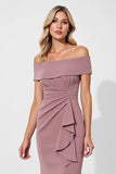 Vintage Mauve Satin Mermaid Long Mother of the Bride Dress with Sash