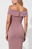 Vintage Mauve Satin Mermaid Long Mother of the Bride Dress with Sash