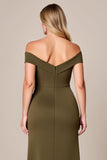 Olive Off The Shoulder Plus Size Long Mother Of The Bride Dress With Slit