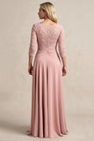 Blush Chiffon High Low Ruched Mother of the Bride Dress with Lace Appliques
