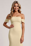 Off The Shoulder Yellow Mermaid Long Bridesmaid Dress