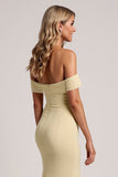 Off The Shoulder Yellow Mermaid Long Bridesmaid Dress