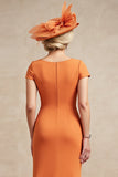 Orange Satin Mermaid Ruched Ruffled Long Mother Of The Bride Dress