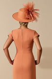 Sunset Bodycon Ruched Satin V Neck Midi Mother Of The Bride Dress