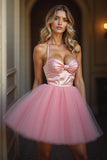 Blush A Line Corset Tulle Short Cocktail Dress