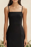 Chiffon Sheath Black Ruffled Long Formal Dress