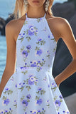 Simple White A Line Halter Chiffon Short Graduation Dress