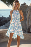 Simple White Chiffon A Line Halter Short Graduation Dress