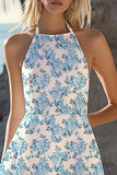 Simple White Chiffon A Line Halter Short Graduation Dress