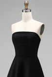 Black White Tiered Strapless Short Cocktail Dress with Ruffles