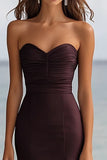 Coffee Chiffon Mermaid Sweetheart Long Formal Dress