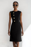 Black Bodycon Round Neck Short Work Blazer Dress