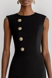 Black Bodycon Round Neck Short Work Blazer Dress