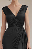 Royal Blue Sheath V-Neck Ruched Long Formal Dress