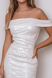 Sparkly Sequins White Bodycon Short Graduation Dress