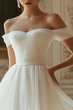 Ivory Organza A Line Off The Shoulder Short Graduation Dress