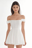 Ivory Chiffon Corset A Line Off The Shoulder Short Graduation Dress