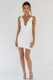 Bodycon Ruffled Satin White Short Graduation Dress
