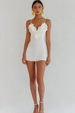 Bodycon Ruffled White Satin Short Graduation Dress