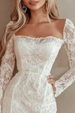Long Sleeves Bodycon Ruffled Lace White Short Graduation Dress