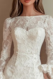 Long Sleeves Bodycon White Lace Ruffled Short Graduation Dress